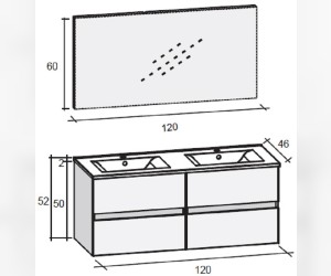 Комплект мебели Riho Porto Set 15, 120 см, цвет серый дуб