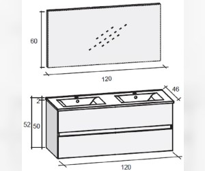 Комплект мебели Riho Porto Set 20, 120 см, цвет черный