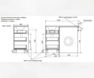 Тумба с раковиной Эстет Dallas Luxe 120 x 48,2 см, 3 ящика, напольная (отсутствует упаковка)