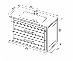 Тумба под раковину Aquanet Бостон М, 100 см, белая матовая, 00209678