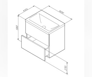 Тумба под раковину Am.Pm Gem подвесная, 60 см, 2 ящика, цвет черный матовый, M90FHX06022BM