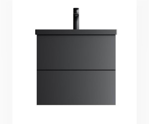 Тумба под раковину Am.Pm Gem подвесная, 60 см, 2 ящика, цвет черный матовый, M90FHX06022BM