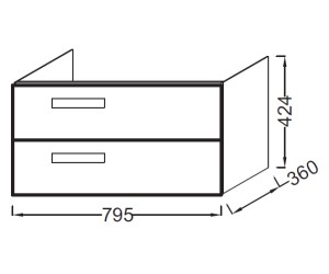 Тумба под раковину Jacob Delafon Rythmik 80 см, подвесная, белый бриллиант, EB1302-G1C