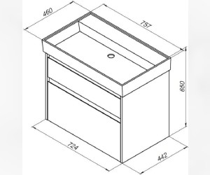 Тумба под раковину Aquanet Nova Lite 75, 2 ящика, дуб рустикальный (249515)