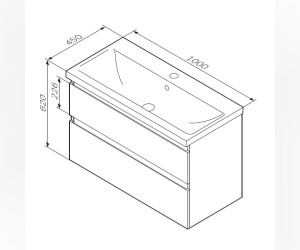 Тумба под раковину Am.Pm X-Joy подвесная, 100 см, 2 ящика, цвет черный матовый, M85AFHX1002BM