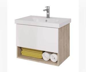 Тумба под раковину Dreja Perfecto 70 см, дуб эврика/белый глянцевый, 99.0812