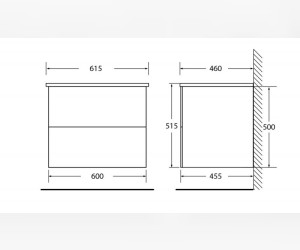 Тумба под раковину BelBagno Etna-600-2C-SO-RW-P 60 см подвесная, цвет темный дуб (rovere moro)