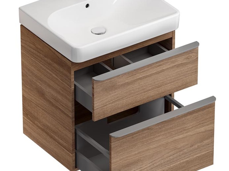 Тумба под раковину Geberit Smyle Square, 60 см, цвет орех пекан, 500.352.JR.1