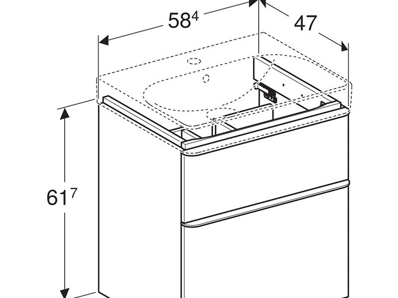 Тумба под раковину Geberit Smyle Square, 60 см, цвет орех пекан, 500.352.JR.1