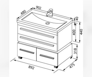 Тумба под раковину Aquanet Нота (005) 90 00171492, цвет белый