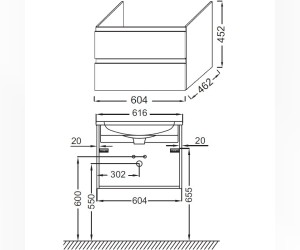 Тумба под раковину Jacob Delafon Madeleine, 60 см, серый матовый лак, EB2052-J54