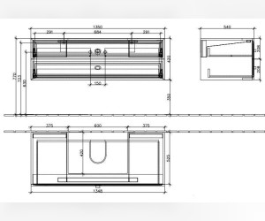 Тумба Villeroy & Boch La Belle под раковину A58310DJ 135 x 54 x 42 см, подвесная, белый глянцевый