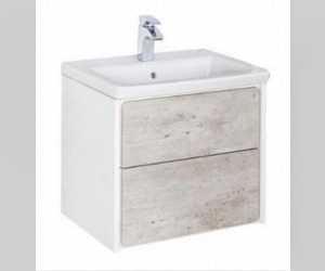 Тумба под раковину Roca Ronda 70 см ZRU9303003 подвесной, цвет бетон, белый глянцевый