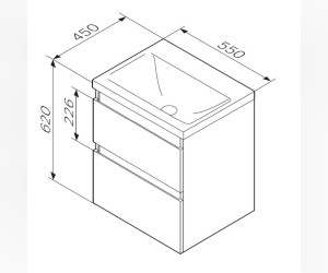 Тумба под раковину Am.Pm X-Joy подвесная, 55 см, 2 ящика, цвет черный матовый, M85AFHX0552BM