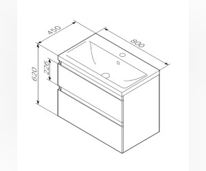 Тумба под раковину Am.Pm X-Joy подвесная, 80 см, 2 ящика, цвет черный матовый, M85AFHX0802BM