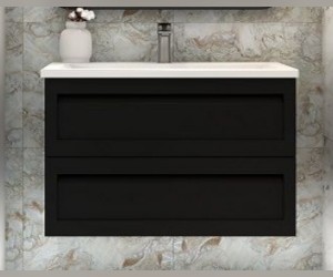 Тумба под раковину Art&Max Platino 100 см подвесная, черный матовый, AM-Platino-1000-2C-SO-NM