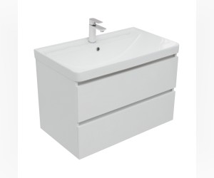 Тумба под раковину Aquanet Вега 80, подвесная, 2 ящика, белый глянец, 00308334