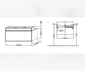 Тумба под раковину Jacob Delafon Terrace 100 см, EB1187-274, черный лак, подвесная