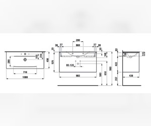 Тумба с раковиной Laufen Palace 100 подвесная, белый, 8.6070.7.261.104.1