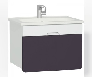 Тумба с раковиной Vitra D-Light 70 см, белый матовый, фиолетовый, встроенная подсветка, 58133
