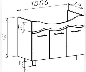 Тумба под раковину Bellezza МАРИ 105, напольная, цвет - белый/голубой