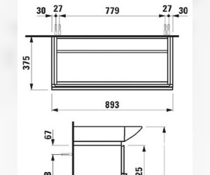 Тумба под раковину Laufen Palace 90 см, подвесная, 2 ящика, белый матовый, 4.0125.2.075.463.R