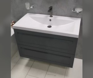 Тумба под раковину Art&Max AM-Platino-1000-2C-SO-GM, 100 x 49 x 55 см подвесная, серый матовый