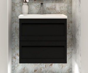 Тумба под раковину Art&Max Platino 58 см подвесная, черный матовый, AM-Platino-580-2C-SO-NM