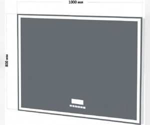 Зеркало BelBagno SPC-GRT-1000-800-LED-TCH-RAD 100 x 80 см со встроенным светильником, сенсорным выключателем, bluetooth, цифровым термометром, радио