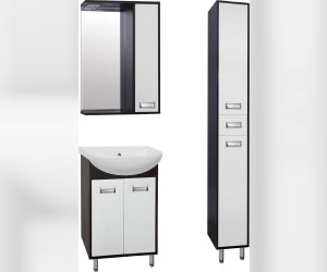 Зеркало-шкаф Style Line Эко Стиль W Панда 50/С ЛС-00000086, 50 см, правое, подвесное, белое/венге