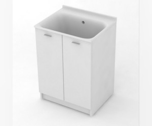 Комплект для постирочной Kerasan Aquadom, 60 x 50 см напольный, с сифоном, белый матовый, 9166k3*0