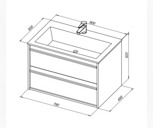 Тумба под раковину Aquanet Lino 80 см подвесная, белый матовый, 253903