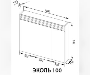Зеркальный шкаф De Aqua Эколь 100 184807