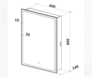 Зеркальный шкаф Art&Max Techno, AM-Tec-600-800-1D-R-DS-F, с подсветкой