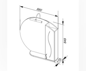 Зеркало-шкаф Aquanet Моника 85 00186775, правый