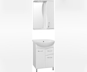 Зеркало-шкаф Style Line Эко Волна Панда Волна 55/С ЛС-00000173, 55 см, правое, подвесное, белое