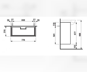 Тумба под раковину Laufen The New Classic 4.0604.2.085.631.1, цвет - белый, 77.5 х 31.5 х 67.5 см, см