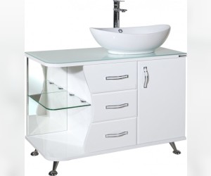 Тумба под раковину Bellezza Рио 90, напольная, белый/ черный/красный, левая/правая