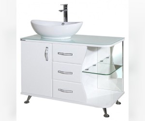 Тумба под раковину Bellezza Рио 90, напольная, белый/ черный/красный, левая/правая