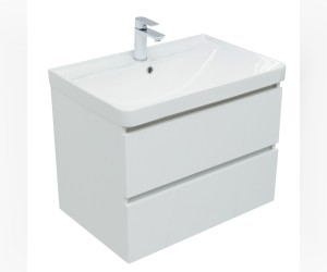 Тумба под раковину Aquanet Вега 70, подвесная, 2 ящика, белый глянец, 00308333