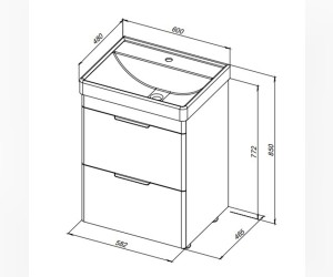 Тумба под раковину Aquanet Ирис new 60, напольная, белый глянец, 00310152