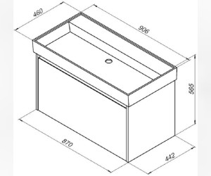 Тумба под раковину Aquanet Nova Lite 90, 1 + 1 ящик в ящике, белый глянец (242257)