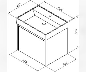 Тумба под раковину Aquanet Nova Lite 60, 1 + 1 ящик в ящике, дуб рошелье (242570)