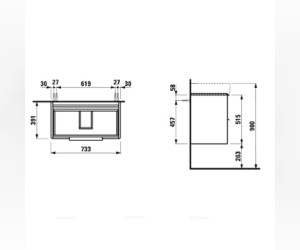 Тумба под раковину Laufen Base 75 см, подвесная, 2 ящика, белый матовый, 4.0235.2.110.260.1