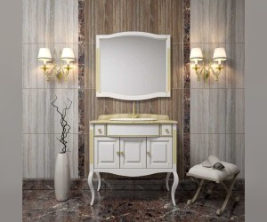 Тумба под раковину Opadiris ЛАУРА 100, Z0000007090, белый с бежевой патиной