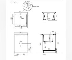Комплект для постирочной Kerasan Aquadom, 60 x 60 см напольный, с сифоном, белый матовый, 9165k3*0