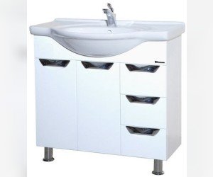 Тумба под раковину Bellezza БЕЛЛА 85 ЛЮКС, напольная, с бельевой корзиной, цвет - голубой