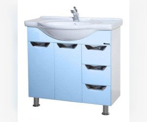 Тумба под раковину Bellezza БЕЛЛА 85 ЛЮКС, напольная, с бельевой корзиной, цвет - голубой