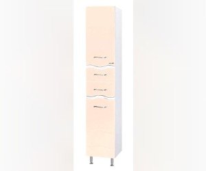 Пенал напольный Bellezza Мари-35 Волна L, цвет - бежевый/белый, 35*34*190 см