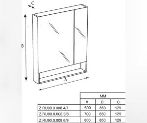 Зеркальный шкаф Roca The Gap 80 ZRU9302753, цвет фиолетовый